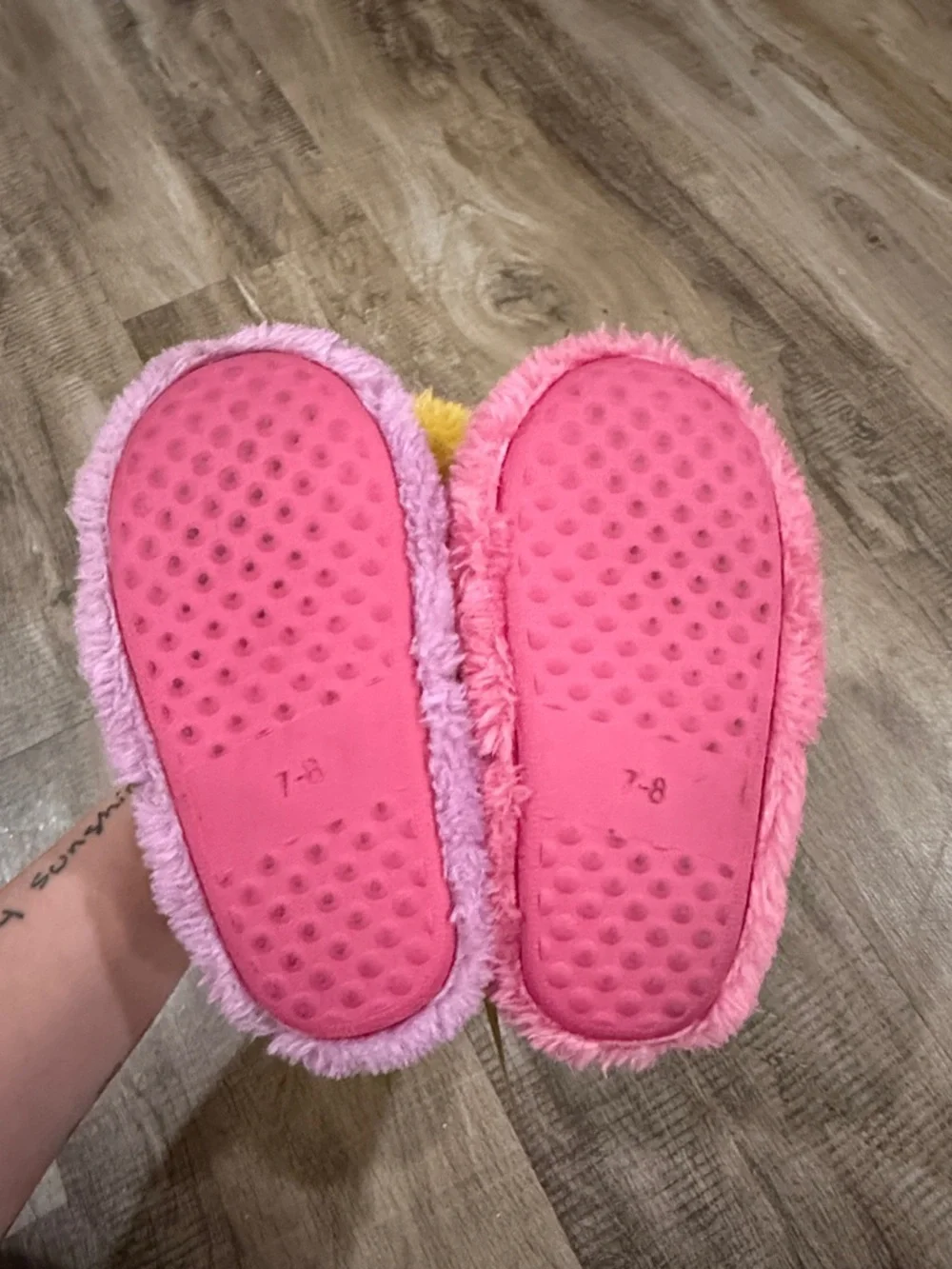 Girls Plush Character Slippers - Pink & Purple 7-8